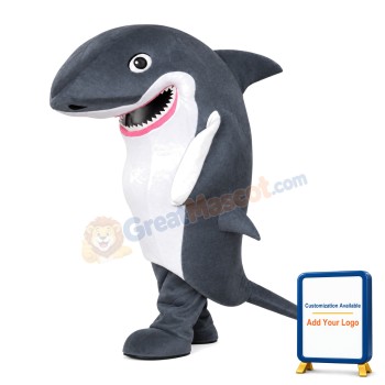 Realistic Grey Shark With Sharp Tooth Mascot Costume