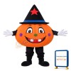 Smiling Pumpkin With Triangle Hat Mascot Costume