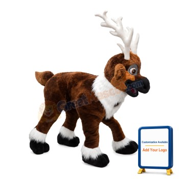 Unisex Running Plush Reindeer Mascot Costume