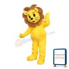 Fancy Little Yellow Lion With Brown Mane Mascot Costume