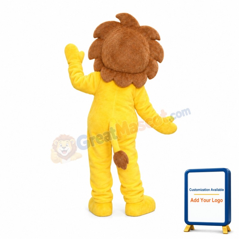 Fancy Little Yellow Lion With Brown Mane Mascot Costume