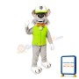 Honest Grey Dog With Green Top Mascot Costume