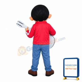 Charming Little Boy Playing Guitar Mascot Costume
