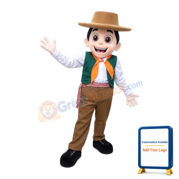Passionate Little Boy With Vintage Set Mascot Costume