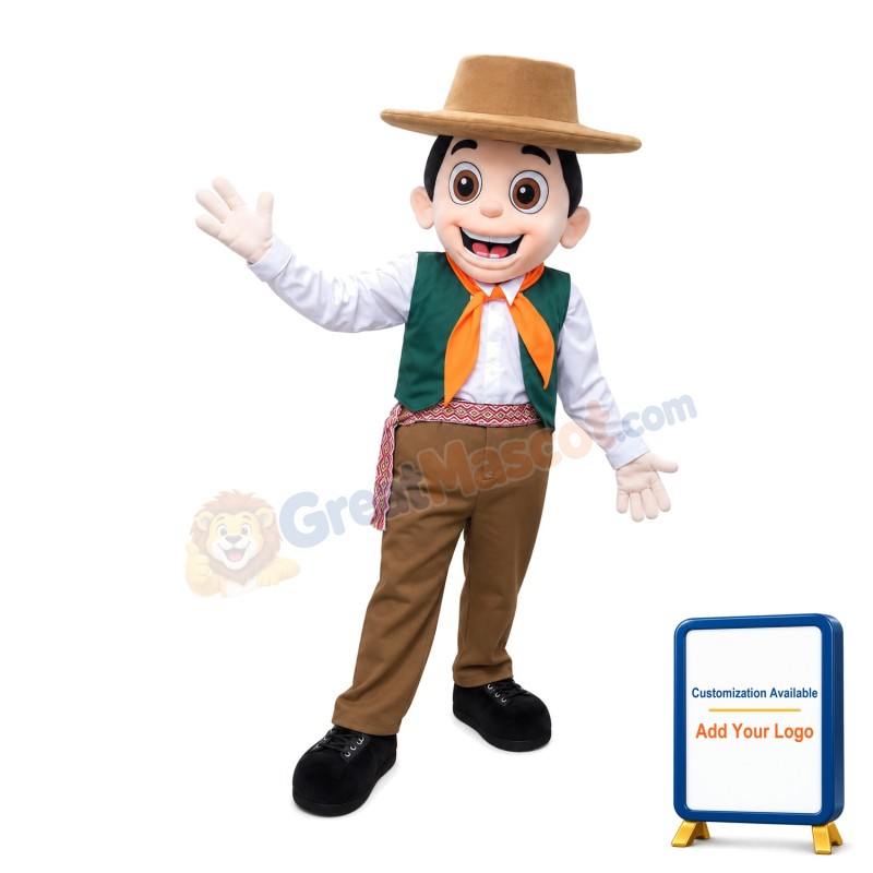 Passionate Little Boy With Vintage Set Mascot Costume