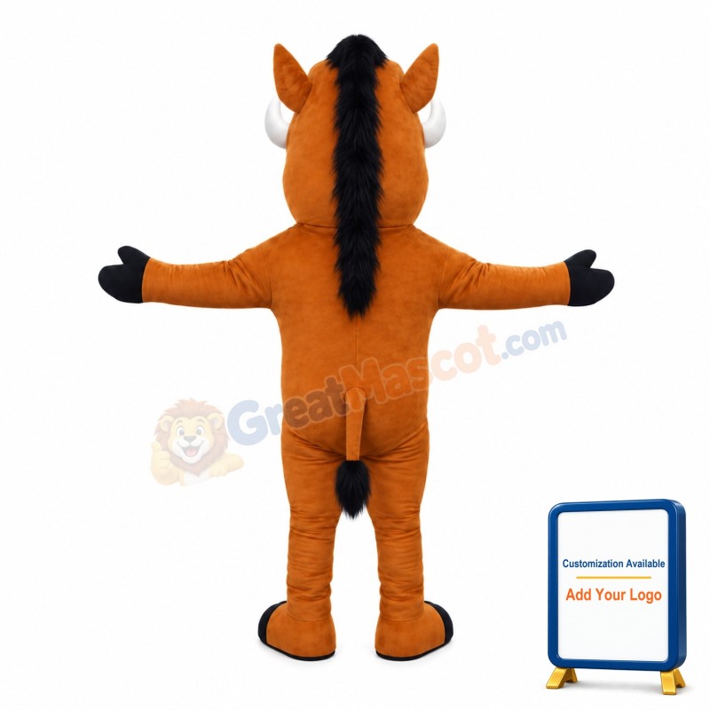 Brown Wild Pig With Fangs Mascot Costume