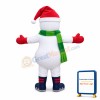 Classic Version Snowman With Green Scarf Mascot Costume