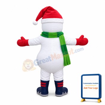 Classic Version Snowman With Green Scarf Mascot Costume