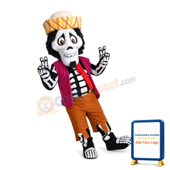 Scary Skull With Felt Hat Mascot Costume