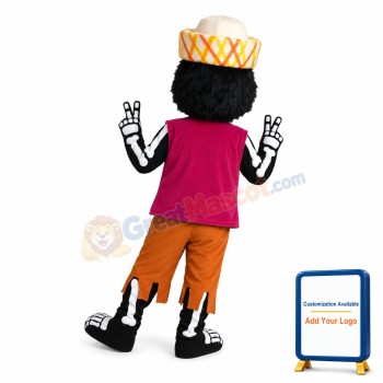 Scary Skull With Felt Hat Mascot Costume