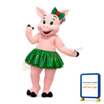 Lovely Cartoon Pig With Green Eyes Mascot Costume