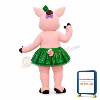 Lovely Cartoon Pig With Green Eyes Mascot Costume