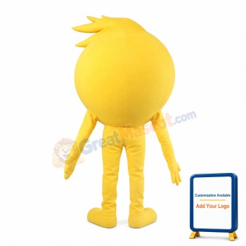 Round Yellow Ball With Green Eyes Mascot Costume