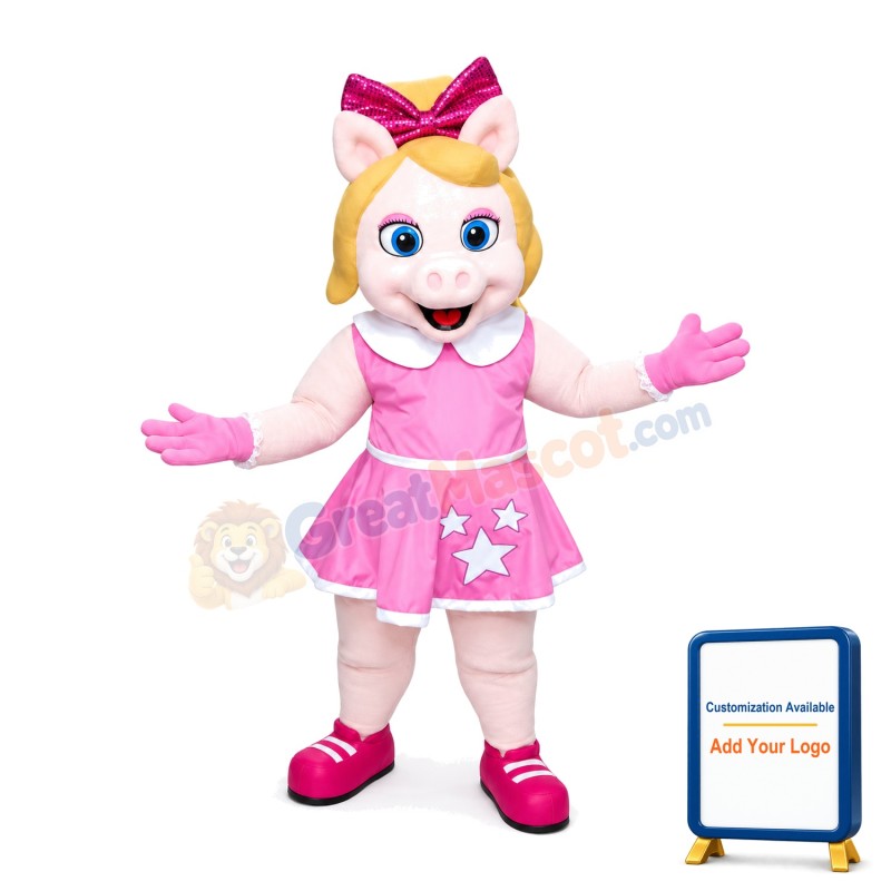 Adorable Girl Horse In Pink Dress Mascot Costume