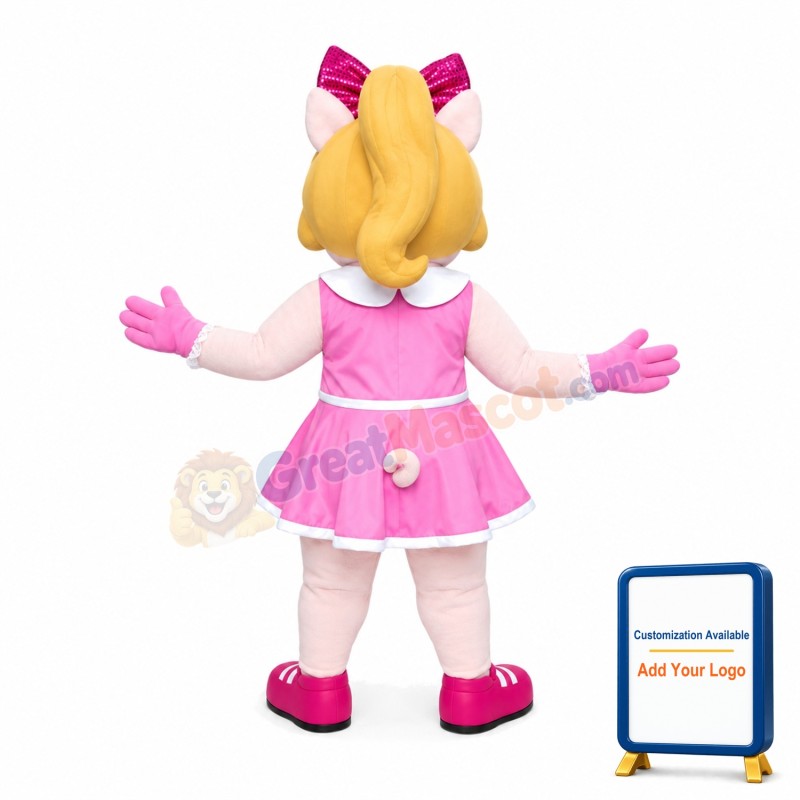 Adorable Girl Horse In Pink Dress Mascot Costume