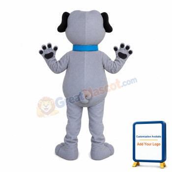 Clever Grey Dog Wearing Collar Mascot Costume