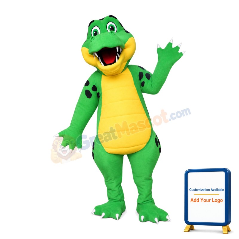 Green & Yellow Dinosaur Mascot Costume