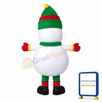 Super Cute Snowman With Christmas Hat Mascot Costume