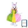 Beautiful White Rabbit With Colorful Dress Mascot Costume