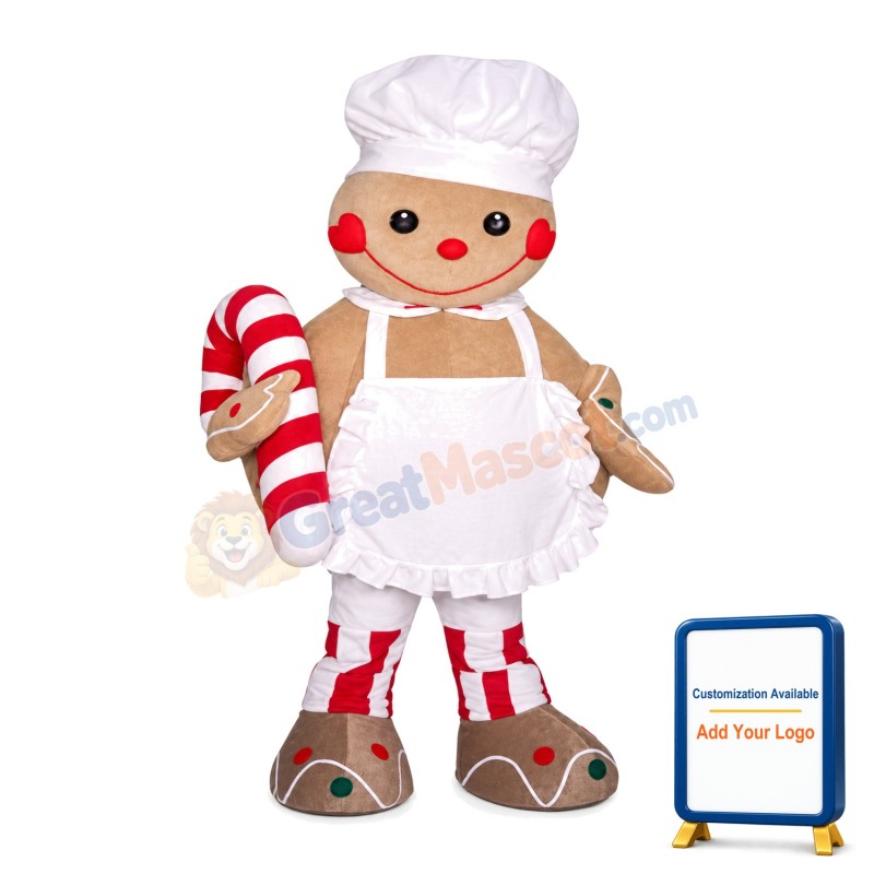 Round Body Chef Doll Holding Candy Mascot Costume