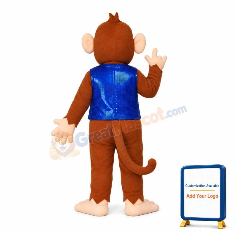 Waiter Monkey Mascot Costume For Outdoor Party