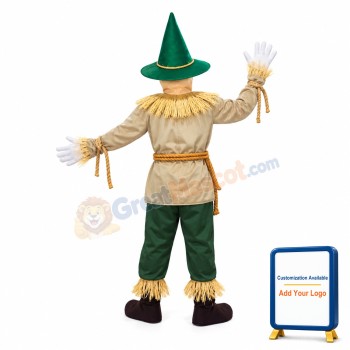 Scarecrow With Green Conical Hat Mascot Costume