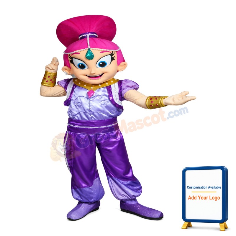 Indian Dancer Girl With Purple Set Mascot Costume
