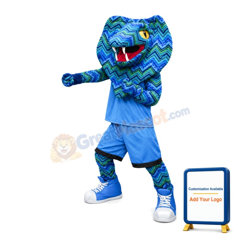 Blue Ripple Python In Sports Set Mascot Costume