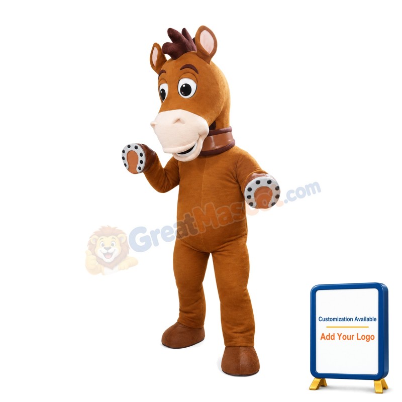 Standing Brown Horse Mascot Costume