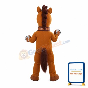 Standing Brown Horse Mascot Costume