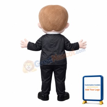Big Head Little Boy In Suit Mascot Costume