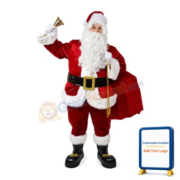 Bearded Santa Claus With Gift Bag Mascot Costume