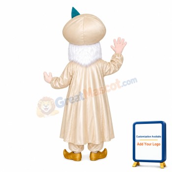 Bearded Old Arab King With Coat Mascot Costume
