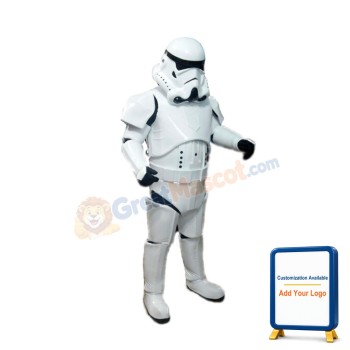 Cool Space Robot Wearing White Space Suit Mascot Costume