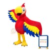 Big Red Bird With Blue & Yellow Wings Mascot Costume