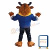 Blue Eyes Brown Bull In Overcoat Mascot Costume