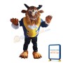 Blue Eyes Brown Bull In Overcoat Mascot Costume