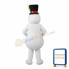 Soft Cartoon Snowman With Bowler Hat Mascot Costume