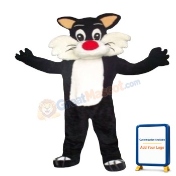 Adult Lively Black & White Cat Mascot Costume