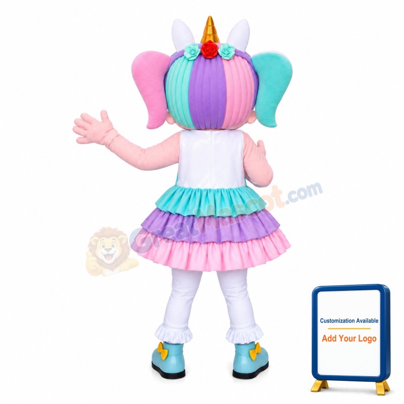 Lovely Blue Eyes Girl With Two Ponytails Mascot Costume