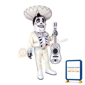 Strange Style Playing Guitar Skeleton Mascot Costume