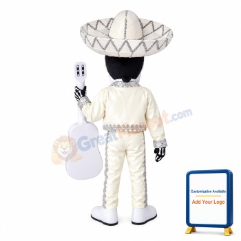 Strange Style Playing Guitar Skeleton Mascot Costume