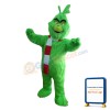 Long Fur Green Monster With Scarf Mascot Costume