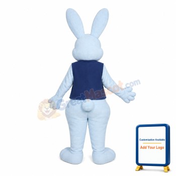 Gross White Rabbit With Orange Tie Mascot Costume