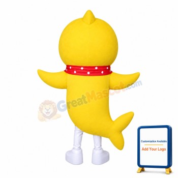 Yellow Dolphin With Red Scarf Mascot Costume