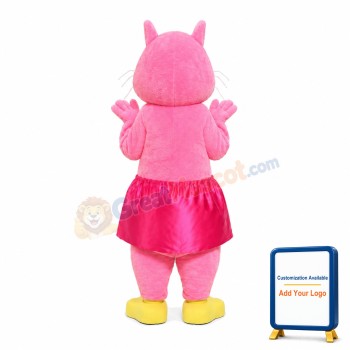 Pink & Yellow Squirrel With Skirt Mascot Costume