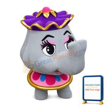 Grey Teapot With Purple Lid Mascot Costume