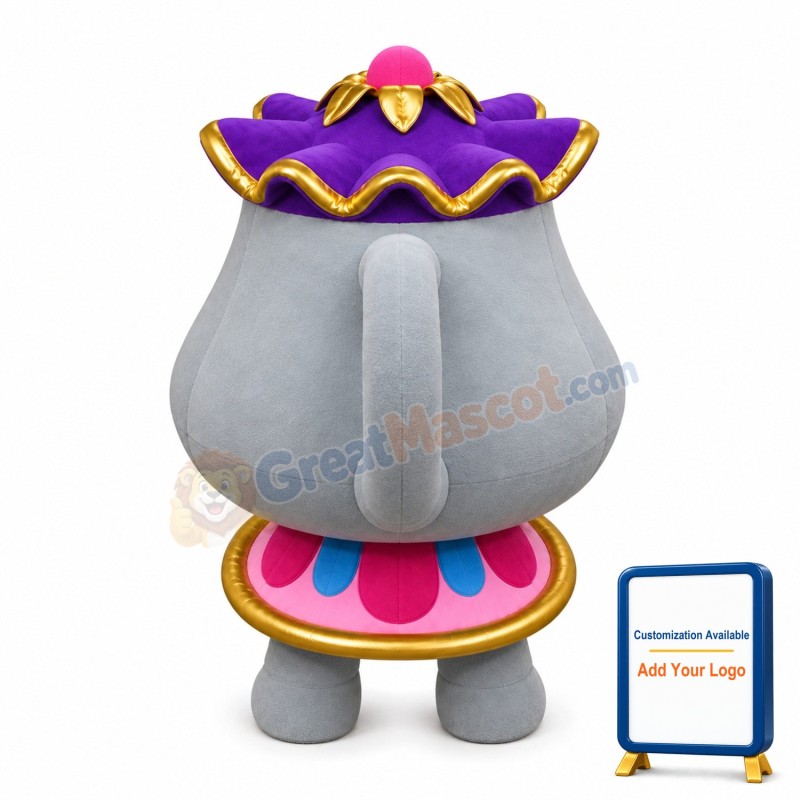 Grey Teapot With Purple Lid Mascot Costume