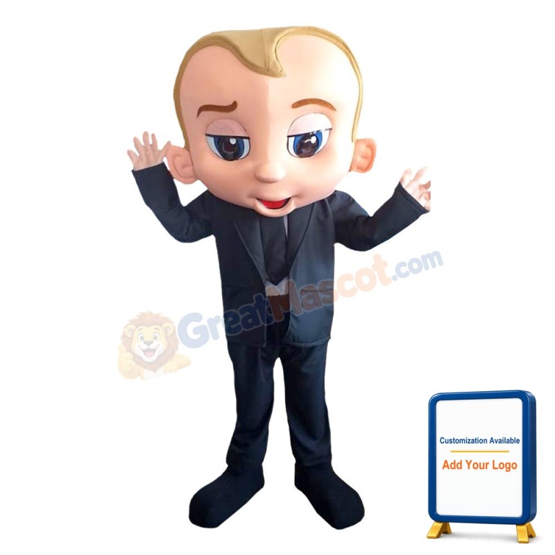 Yellow Hair Little Boy With Suit Mascot Costume