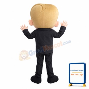 Yellow Hair Little Boy With Suit Mascot Costume